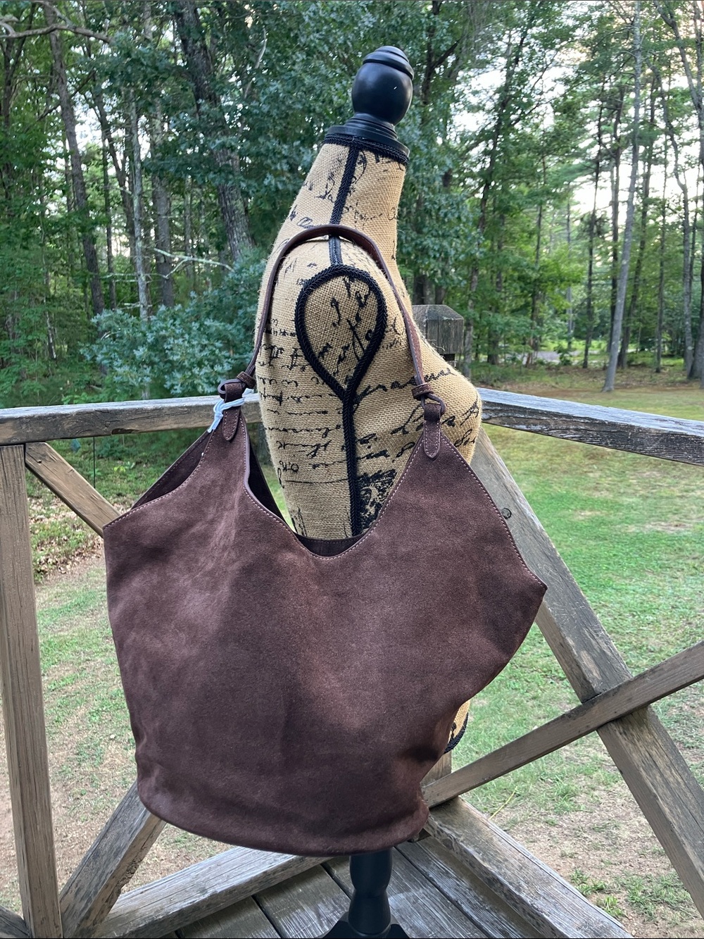 Viola Castellani Brown Suede Hobo Bag Leather Italy NWT - Picture 3 of 16